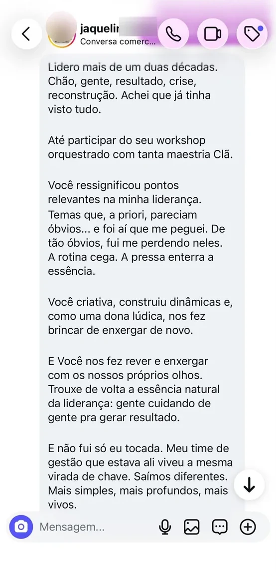 Depoimento de Jaqueline sobre o trabalho da Clarice