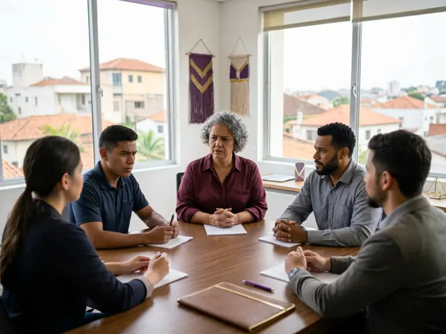 Líder e equipe em uma reunião com clima de tensão